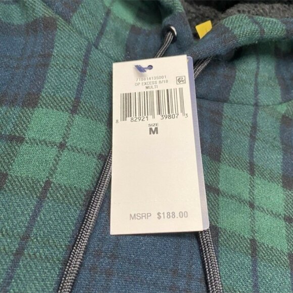 Polo Ralph Lauren Pullover Sherpa Hoodie Plaid Green Men’s Medium 5986 - Picture 7 of 10